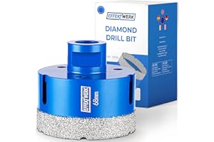 Wiertło do płytek ceramicznych EffektWerk (68 mm), wiertło diamentowe z chwytem M14, otwornica diamentowa do twardych płytek, granitu, kamionki ceramicznej i porcelanowej