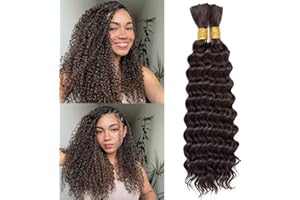 LPARMJIT Deep Wave Bulk hair for Braiding 18 inch 2 Bundles/Pack No Weft for Braiding Wavy Synthetic Braiding Hair Extensions for Boho Braids