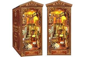 CRIOLPO DIY Book Nook Kit - Casa de muñecas en Miniatura de Madera con Muebles y Luces LED, Decoración de inserción de estantería Creativa, Estantería Insertar