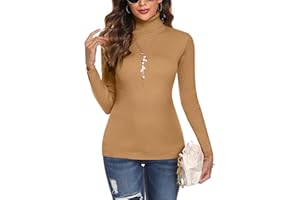 Aottori Damen Elegant Rollkragen Pullover Slim Fit Langarm Strickwaren Rollkragenpullover Einfarbig Strickpullover für Winter Ribbed Strick Pullover Tops