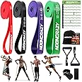 nooncrazy Resistance Bands Set, Pull Up Assistance Bands 4 Different Levels with Handles & Door Anchor & Training Poster, Gym Bands for Strength Training, Yoga, Muscle Toning for Men and Women