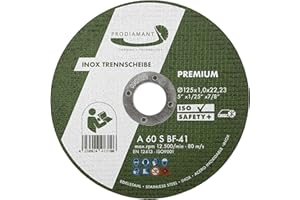 PRODIAMANT Cutting Disc 125 mm 5 inch x 1.0 mm Pack of 50 Inox Flex Disc for Metal Steel and Stainless Steel