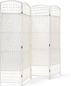 Paravent Tectake 4 Panneaux Blanc - Séparateur De Pièce Élégant