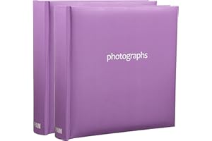 2 x Photo Album 200 6 X 4'' / 15 x 10 cm Photos Slip in Picture Album CD/DVD Pocket Memo Writing Area by Arpan (Pastel Purple)