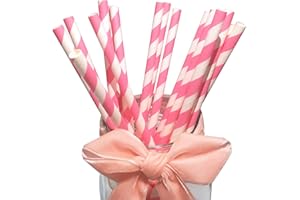BOFA ECO TABLEWARE 19,7 cm czerwone i białe słomki papierowe, słomki 100 sztuk dla księżniczki dekoracje na Dzień szczęścia