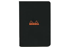 RHODIA 119183C – Zeszyt szyty Czarny – A5 (14,8 x 21 cm) – w kratkę – 96 stron – papier Clairefontaine biały 80 g/m² – miękka, powlekana, wytrzymała i wodoodporna okładka – Classic