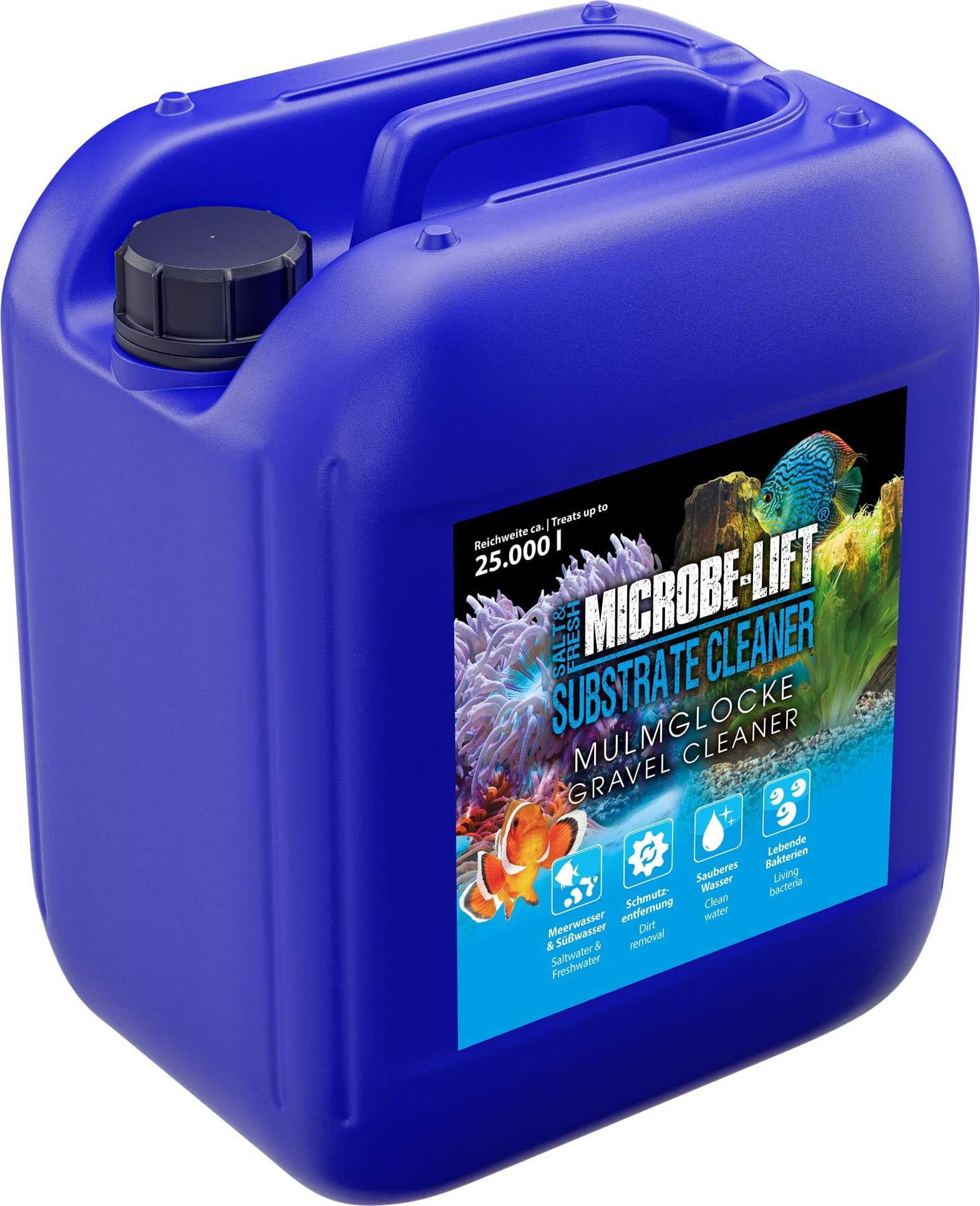 Limpiador Fondo Acuario 5000 ml – ARKA Substrate Cleaner – 100% biológico con bacterias vivas – Elimina Lodo, restos y Suciedad – sin sifón ni Tubo – Agua Clara en Dulce y Marino