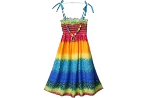 Freebily Vestido Verano Playa Niñas Vestido de Tirantes con Collar Ropa Vestido Estilo Bohemio para Niña Princesa Vestido sin Mangas Estampado