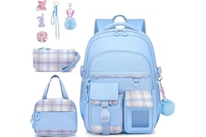HANXIUCAO Cartable Fille Primaire, Kawaii Sac a Dos, Avec compartiment pour ordinateur portable pour Enfants de 6 à 12 Ans