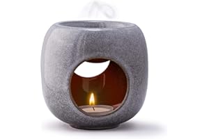 ‎KALOOGO Kaloogo Sabai Scent Pure Duftlampe Keramik für ätherische Öle – minimalistisches Duftlicht – perfekte Wärmeabgabe – hochwertige Duftlampe Teelicht – für Duftwachs und Duftöl – Aromalampe (Aschgrau)