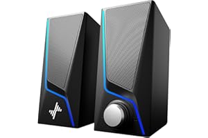 Nylavee SK400 Computer Speakers, Dynamic RGB Computer Speakers for Desktop, HiFi Stereo USB Powered PC Speakers, Bluetooth & 3.5mm Connection, 4 Dual-Magnetic Speaker & Extra Bass,Multicolor