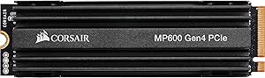 Corsair MP600 1TB M.2 NVMe PCIe x4 Gen4 SSD (Lesegeschwindigkeitenvon bis zu 4.950 MB/s sowie sequenziellen Schreibgeschwindigkeiten bis 4.250 MB/s) Schwarz
