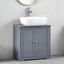 Bath Vida Priano - Armadietto Da Bagno Alto 2 Ante, Finitura Grigio, In MDF