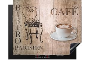 KitchenYeah© Cubre Vitrocerámica - Protector Vitroceramica Induccion 65x52 cm - Tapa Vitroceramica - Protector de Vitroceramica Bistro Parisien - Cafetería - Café - Vintage