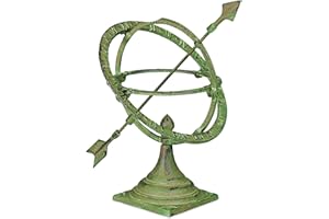 relaxdays, vert Cadran solaire, design antique, décoration de jardin, résistant, fixage au sol, 42cm, fonte