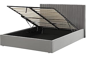 BELIANI Nowoczesne łóżko tapicerowane z pojemnikiem 160 x 200 cm welurowe szare Vion