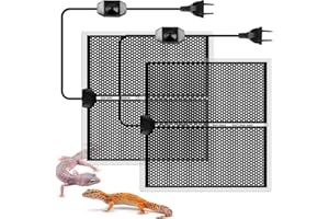 VEGENA Tapis Chauffant Terrarium 2 Pièces, Tapis Chauffant pour Terrarium 14W, Tapis Chauffant Reptile, Plaque Chauffante Terrarium avec Régulation de Température pour Tortues Serpents Araignées Chenilles