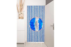 ‎DEFACTO DEFACTO Flauschvorhang Türvorhang (100x200 cm) Chenille Fliegenschutz Insektenschutz Camping 100% Made In Italy - Vielseitig, Leicht Zu Reinigen, Effektiver Sicht- Und Hitzeblocker - (Blau/Grau)