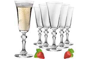 IMPERIAL GLASS Imperial - Juego de 6 copas de champán con adornos ornamentales, 180 ml, cristal cristalino