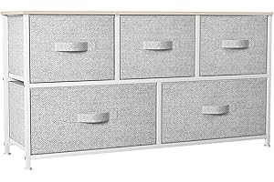 YITAHOME Cajonera de Tela, Cómoda de Tela, Unidad de Almacenamiento de Tela, con 5 cajones Extraíbles, Cómoda de para Sala de Estar, Dormitorio, habitación Infantil, Gris Claro