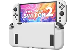 JEMDO Schutzhülle Kompatibel mit Nintendo Switch 2 (2025) – Slim Case aus Stoßfestem TPU mit Anti-Rutsch-Griff, Dockbar & Ergonomisch für Joy-Con, in Weiß, Ideal für Alltag & Reisen