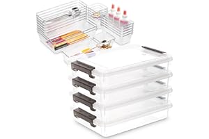 CITYLIFEHOUSE Citylife 4 x 4.5L Craft box with Tray, Drawer Organiser(24pack), Multi-Sized Compartments with Removable, stationary organiser for Jewelries, Gadgets and makeup