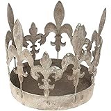 MACOSA EX221561 - Corona di fiori vintage, realizzata a mano, in metallo, colore: beige/grigio, diametro 16,5 cm, stile shabb