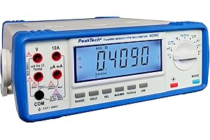 PeakTech 4090 - Multimetro Digitale da Banco con TRMS, Display LCD, 22.000 Conteggi, Interfacce USB, Software per PC, Dispositivo di Misurazione, Frequenzimetro, Data Hold e MAX/MIX - CAT I 600 V