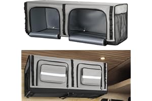 SKYJDM 36" RV Overhead Soft-Sided Storage Cabinet, RV Organizer Storage Cabinet Compatible with Mercedes-Benz Sprinter, Ford Transit & RAM Promaster Vans, Gray
