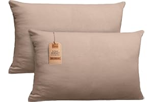 NatureMark 2er Set Jersey Kissenbezüge – Elastisch, weich, atmungsaktiv und hautfreundlich – Waschbare Kissenhülle - 40x60 (ideal für Nackenkissen) – Sand/Beige