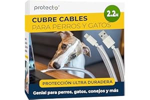 PROTECTO Funda Protectora de Cables para Mascotas – 2,15 m/Ø 5 mm – Ultra Resistente, Transparente, Flexible, Inodora, Anti-Mordeduras – para Cables Eléctricos, USB, Lightning, RCA y HDMI