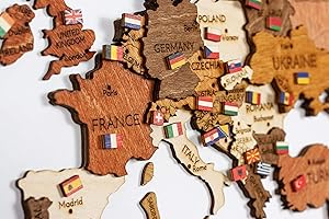 68travel World Flags - Pennarelli in legno (346 pezzi) adesivi posteriori per pollice, mappe, mappe in legno, ufficio