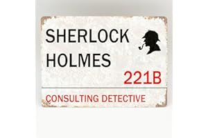 BCTS Sherlock Holmes Plaque en métal vintage pour porte d'étude, décoration extérieure 20,3 x 30,5 cm