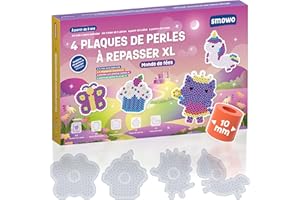 Smowo® Plaques pour perles à repasser de 10 mm Monde Fantastique - Set de 4 plaques - Licorne, Princesse, Papillon, Cupcake - Pour enfants à partir de 3 ans