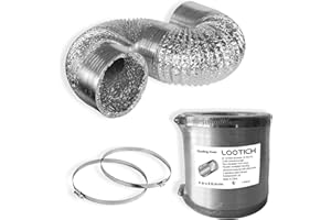 LOOTICH Tubo Flexible de Aluminio Ø127mm Longitud 2,5m para Conducto de Aire de Ventilación Sistemas con 2 Abrazaderas de Acero