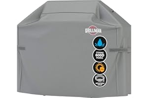 Grillman - Robusta copertura per barbecue a gas di alta qualità - Compatibile con modelli Weber, Brinkmann, Char Broil, ecc. - Anti strappo, raggi UV e impermeabile - 147 x 61 x 122 cm - Grigio