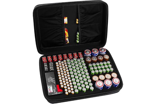 COMECASE Boîte de Rangement Rigide pour Batterie L L Holds_ 142 pièces + testeur.
