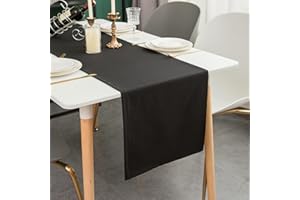 Simurq Tischläufer Modern | Abwaschbar, Wasserabweisend, Lotuseffekt | Outdoor, Pflegeleicht | Schwarz | Table Runner Tischband (Schwarz, 40x180 cm)