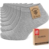 GoWith 10'lu Bambu Premium Dikişsiz Kutulu Nefes Alabilir Erkek Kadın Sneaker &Ccedil;orap, Likralı 200 İğne Esnek Sıkmayan Siyah Be