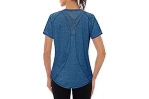 Gyabnw Tee Shirt Sport Femme T-Shirt à Manches Courtes Été T-Shirts et Tops de Sport Femme à Séchage Rapide Top de Fitness Haut Yoga Pilates Jogging