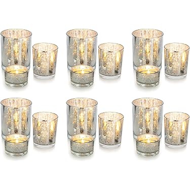 Candele di Natale in Vetro per Donna, Set da 6 Candele Profumate, Cera