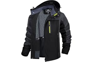 TACVASEN Herren Outdoorjacke Wasserabweisend Wanderjacke Leicht Übergangsjacke Funktionsjacke Trekkingjacke mit Abnehmbarer Kapuze