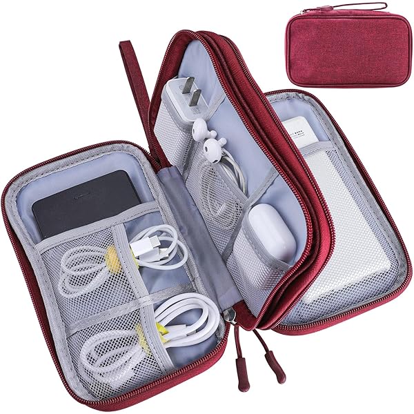 Teskyer Kabeltasche Organizer, wasserdichte, Urlaub Must Haves, Multifunktional Reise Zubehör, Travel Essentials, für Ladegerät, Powerbank, Dunkelgrau