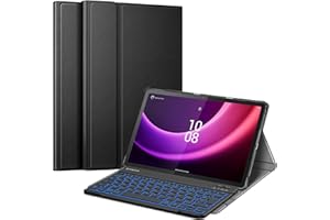 FINTIE Clavier pour Lenovo Tab P11 (2nd Gen) 11.5 Pouces (TB350) - [AZERTY Français] Clavier Rétroéclairé à 7 Couleurs Clavier sans Fil Bluetooth, Housse Multipositions, Noir