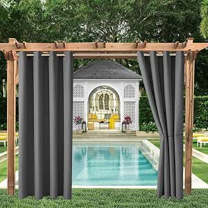 ELEOPTION Outdoor Vorhänge Wasserabweisend – UV-Schutz, Blickdicht, Für Balkon, Garten, Terrasse, 254 Cm Breit, Mit Ösen