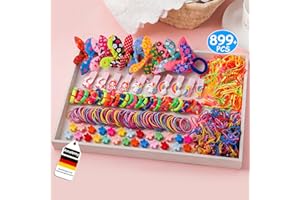 AMALEMY 889PCS Colorful Grils Hair Accessories Set, New Flower Hair Clips & Rabbit Ear Elastic Hairbands & Rubber Bands For Kids, Girls Birthday Gifts