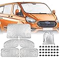Opaltool Internal Thermal Windscreen Covers for Transit Custom 2012-2024, 5PCS Waterproof UV-Proof Internal Thermal Blind Set with Black Back, Foldable Screen Cover Silver Blind Wrap, 98% Blackout