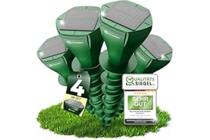 HEIMWERT Maulwurf Vertreiber Wühlmausschreck - SCHNELLE Ergebnisse mit KI Wechselfrequenz Automatik - Solar Abwehr wasserdicht und flüsterleise - auch gegen Wühlmäuse (4er Pack)