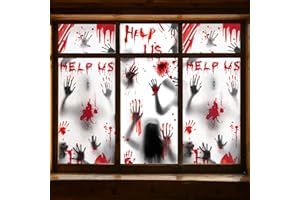 HOTSAN Halloween dekoration Haunt Fenster Bilder - 3 Stück Riesen Blutige Handabdrücke Zombie Silhouetten, Gruselige Fenster Behandlung Wanddekor Türabdeckungen für Halloween Deko Scary Party Deko