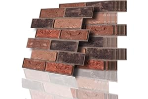 SZGWTK 3D Brick Wallpaper,3D Wall Panels Peel and Stick,Self Adhesive Wallpaper Waterproof PVC for Living Room Bedroom Kitchen Wall Decoration 10PCS 30x30cm (Red Brown)